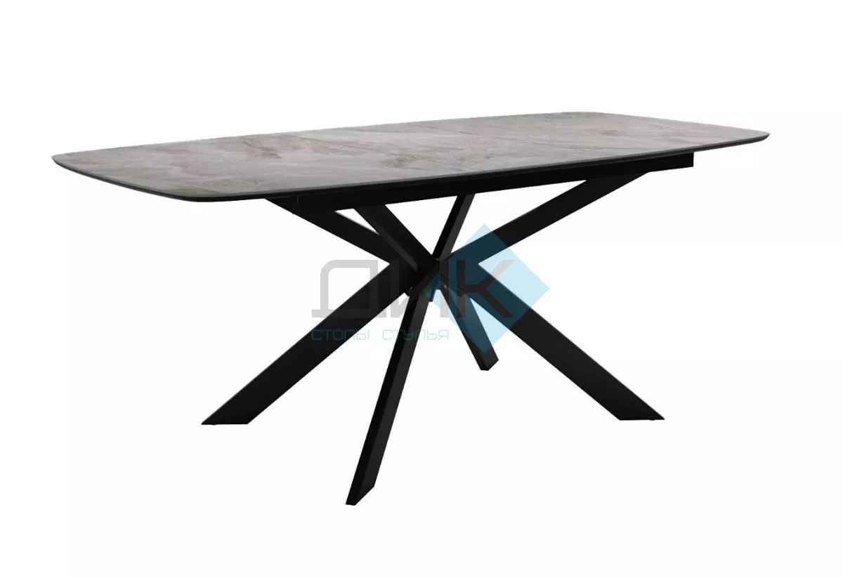 Стол DikLine BK140 Керамика Italian Grey (глянец серый)/подстолье черное/опоры черные
