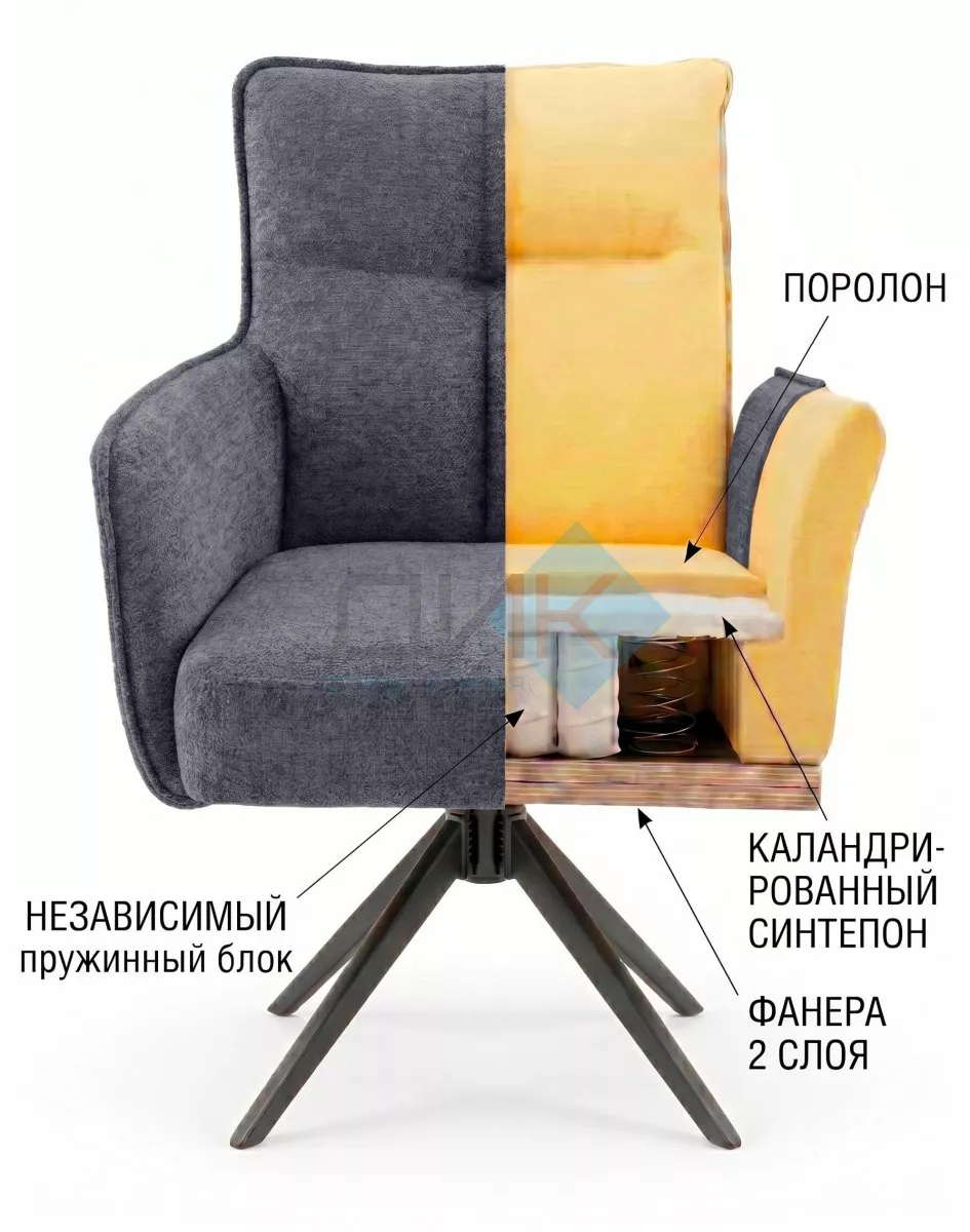 Стул DikLine 6826 т.к Серая Raven 15, опоры черные