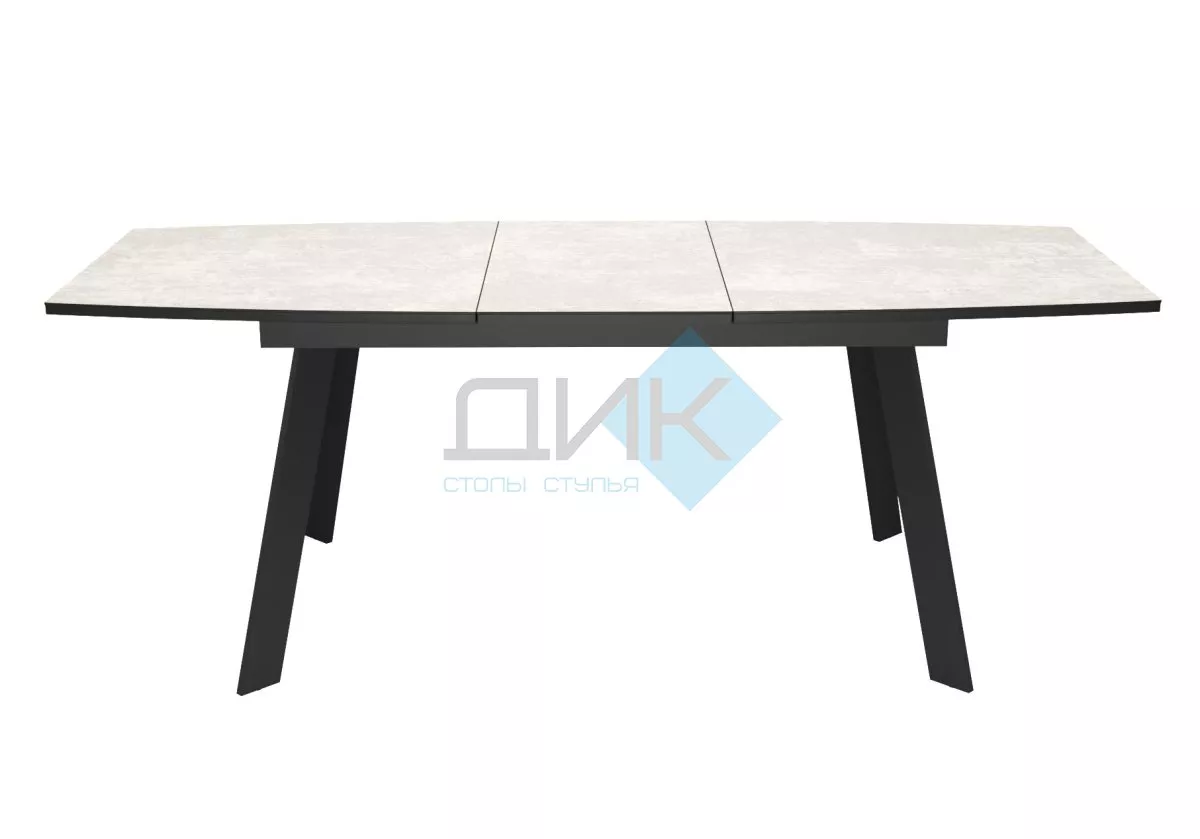 Стол DikLine XL160 хромикс белый/черный / опоры черные
