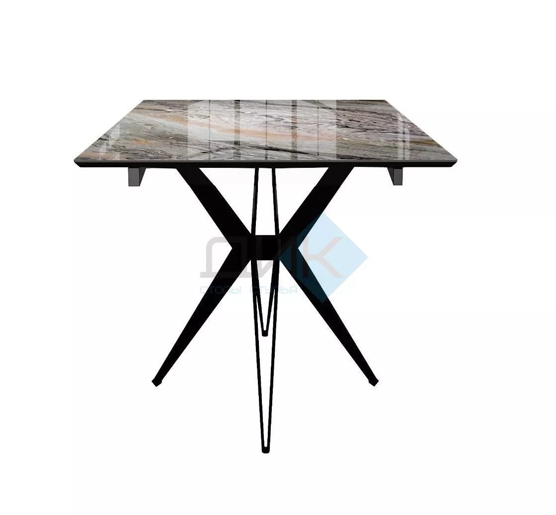 Стол DikLine DKS140 керамика Venetian Brown Light глянец, подстолье черное, опоры черные (2уп.)