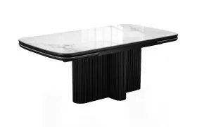 Стол DikLine DKO160 Керамика Platinum ART (белый глянец)/подстолье черное/опоры черные (2 уп.)