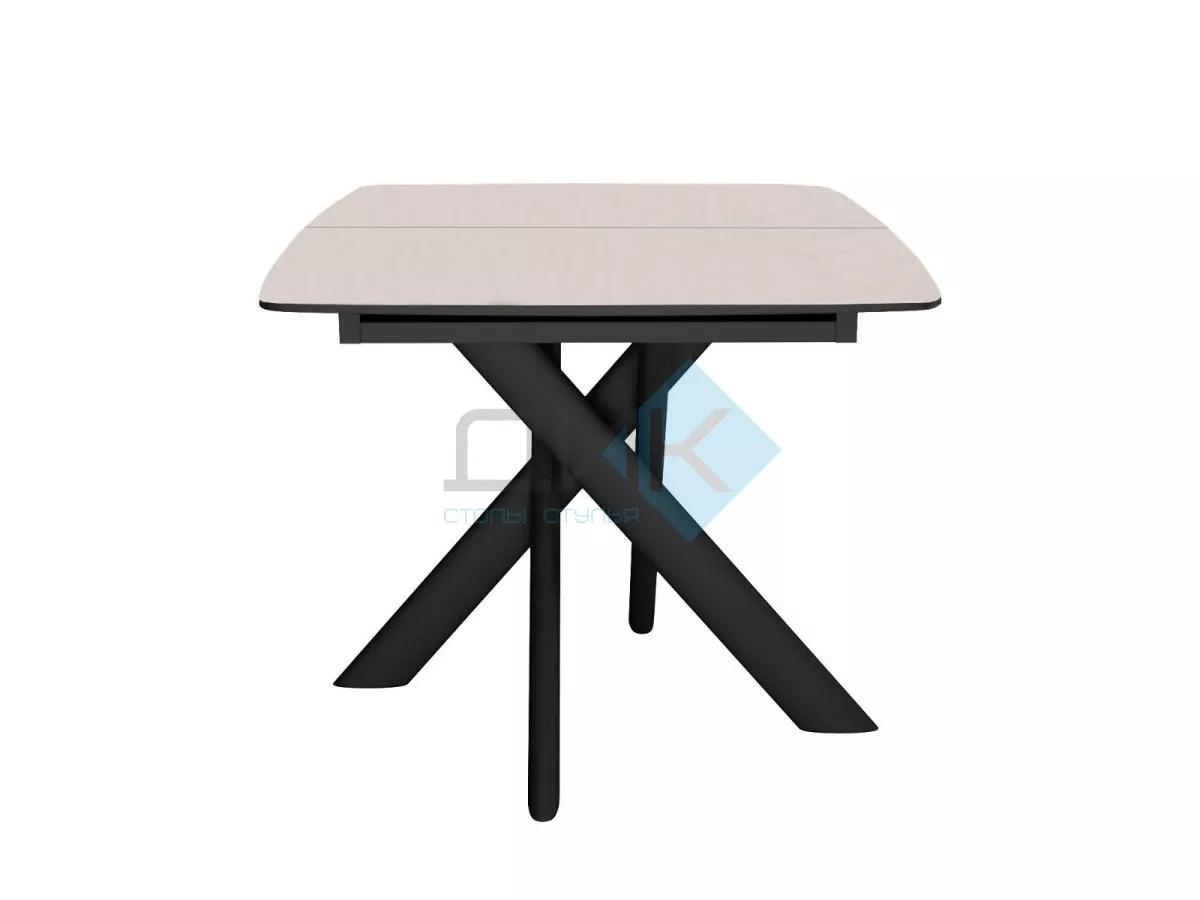 Стол DikLine DKB110, Керамика Krater Perla (бежевый матовый)/подстолье черное/опоры черные