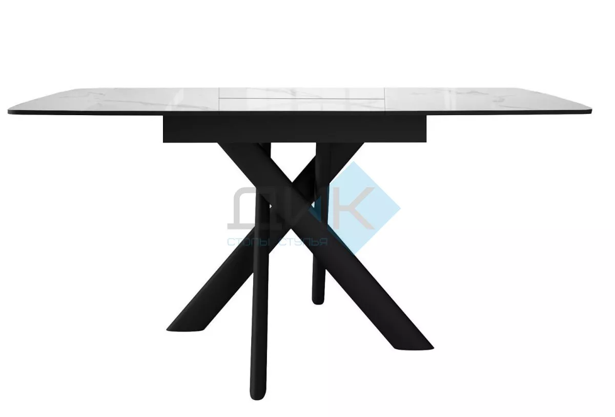 Стол DikLine DKB110, Керамика Carrara Gloss (мрамор глянец белый)/подстолье черное/опоры черные