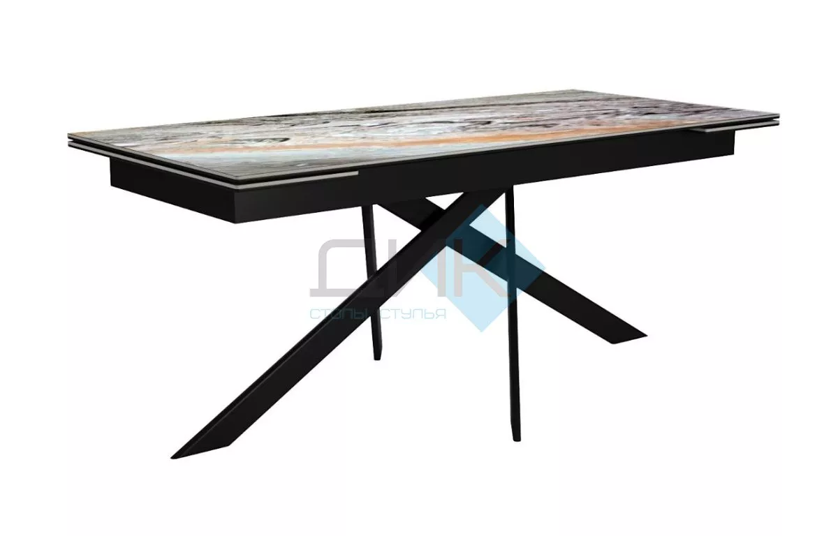 Стол DikLine EKX160, Керамика Venetian Brown Light глянец (К4), опоры черные (2 уп.)