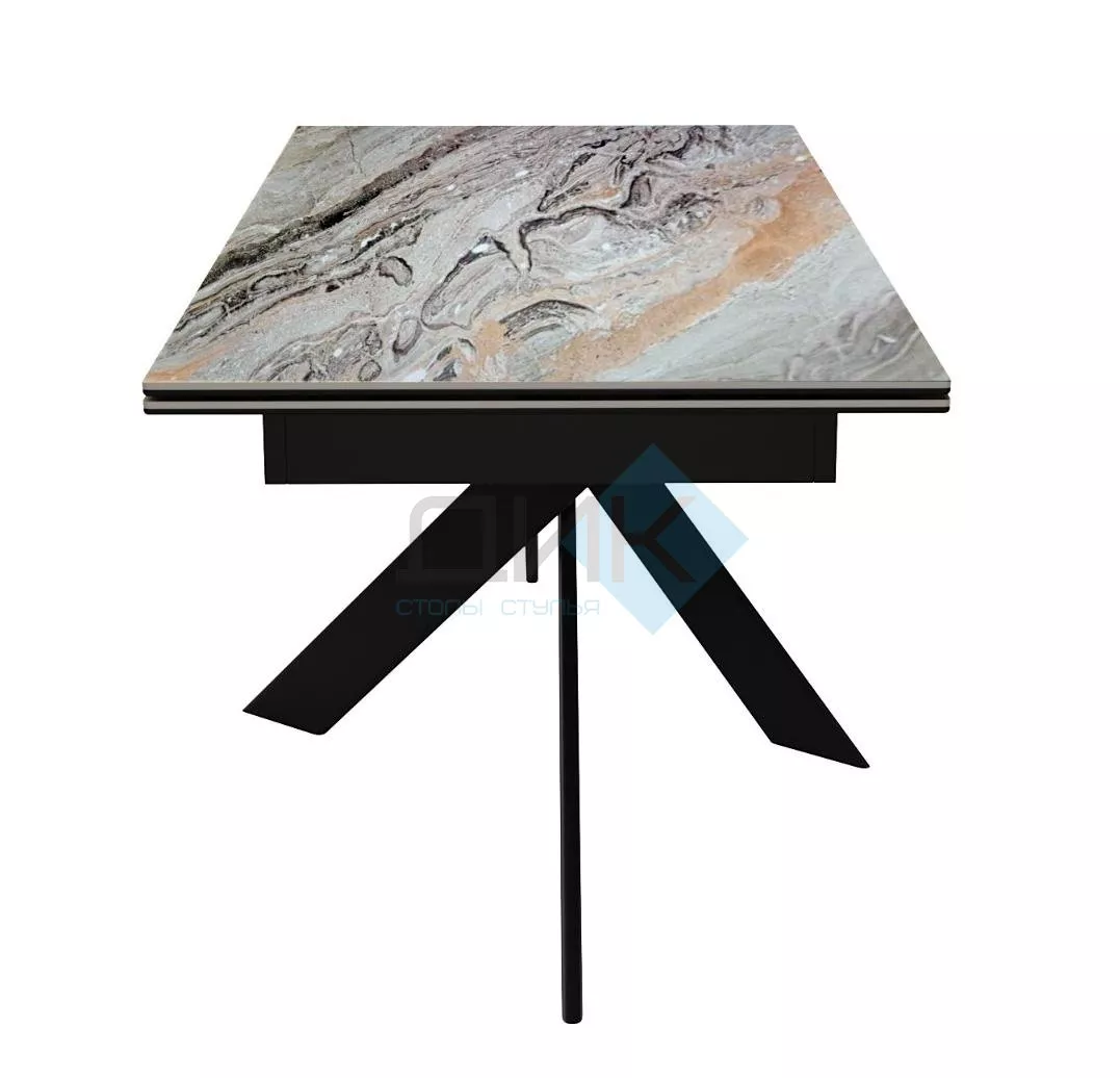 Стол DikLine EKX160, Керамика Venetian Brown Light глянец (К4), опоры черные (2 уп.)