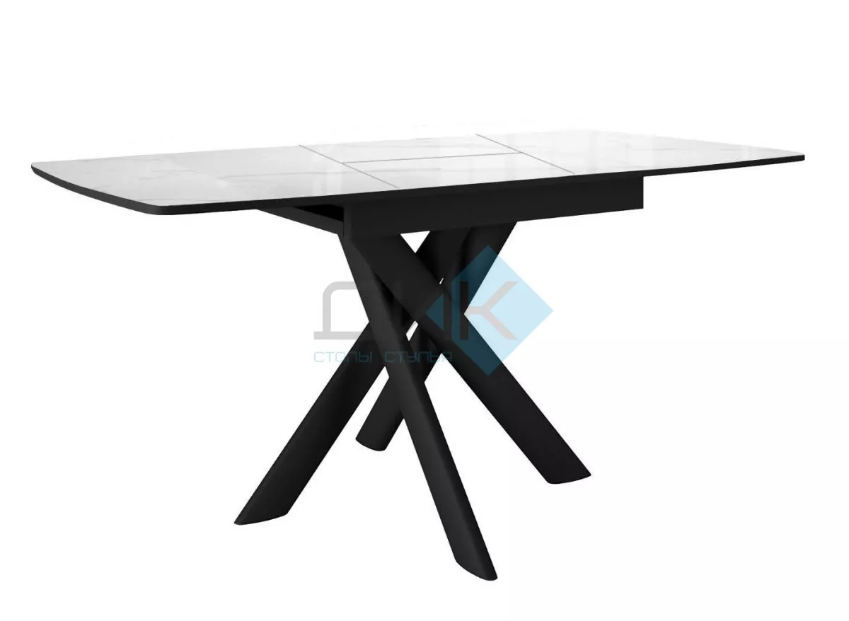 Стол DikLine DKB110, Керамика Carrara Gloss (мрамор глянец белый)/подстолье черное/опоры черные