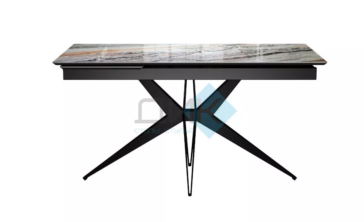 Стол DikLine DKS140 керамика Venetian Brown Light глянец, подстолье черное, опоры черные (2уп.)