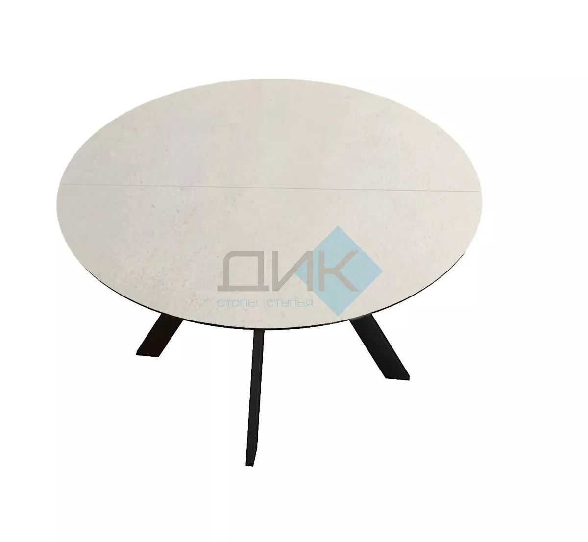 Стол DikLine SKC120 d1200 Керамика Krater Perla (бежевый матовый)/подстолье черное/опоры черные