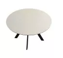 Стол DikLine SKC120 d1200 Керамика Krater Perla (бежевый матовый)/подстолье черное/опоры черные