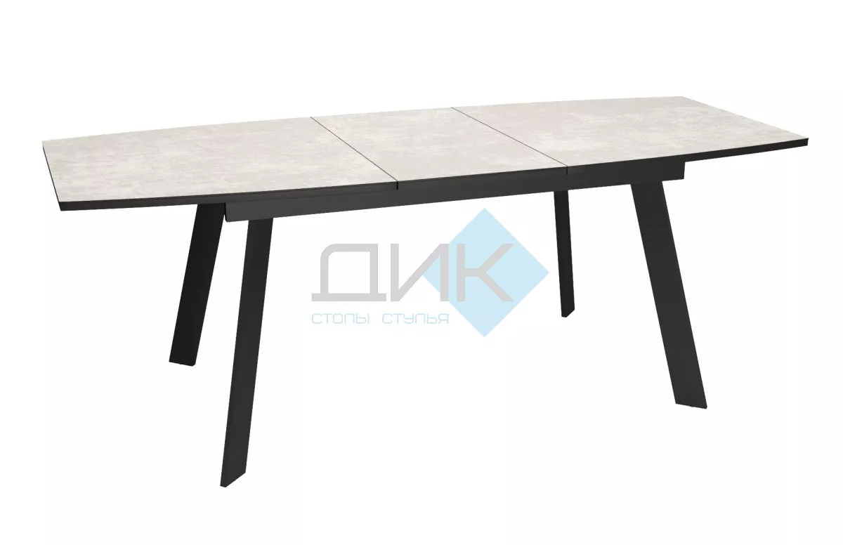 Стол DikLine XL160 хромикс белый/черный / опоры черные