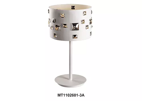 Лампа настольная МТ 1102601-3А (D25, выс45) white белый квадрат (металич., с квадрат. стекл.