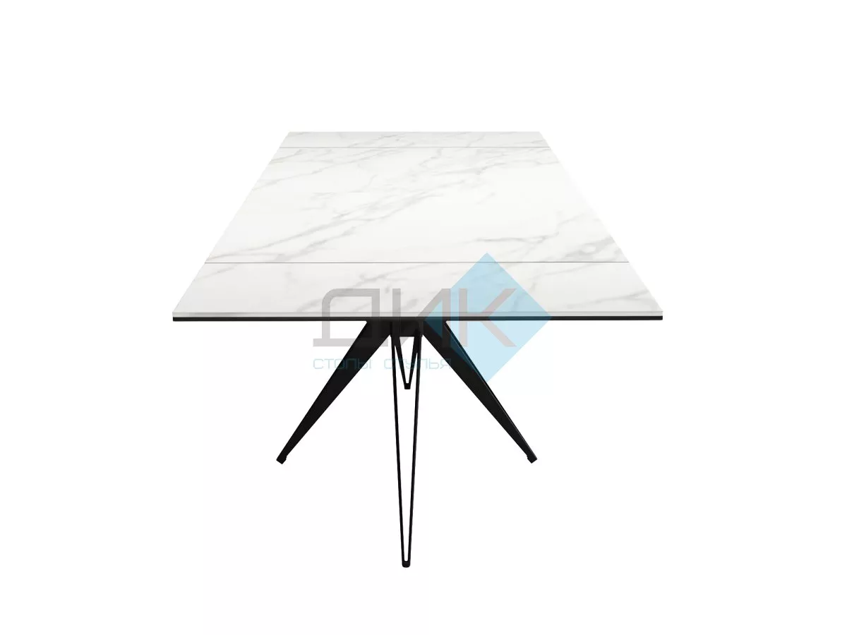 Стол DikLine KW160 керамика белый мрамор С41 матовая/опоры черные (2 уп.)