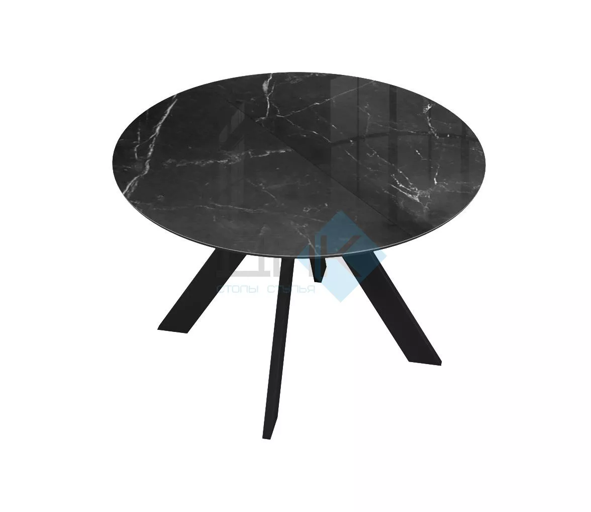 Стол DikLine SFC110 d1100 стекло Оптивайт Черный мрамор/подстолье черное/опоры черные