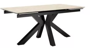 Стол DikLine SFE160 Керамика Krater Perla (бежевый матовый)/подстолье черное/опоры черные (2 уп.)