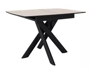 Стол DikLine DKB110, Керамика Krater Perla (бежевый матовый)/подстолье черное/опоры черные