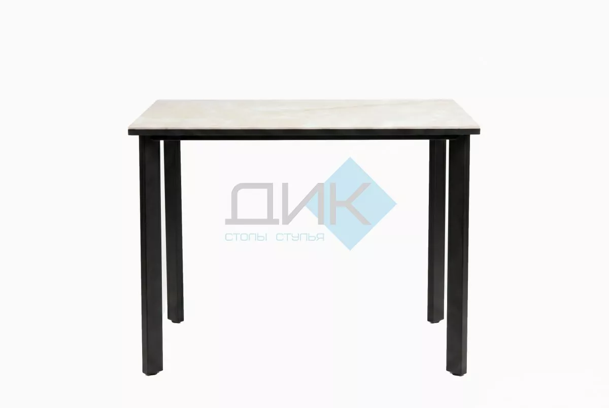 Стол DikLine DKT90 Керамика глянец белый Icelandic white jade (Ostra Bianco Light)/подстолье черное/опоры черные