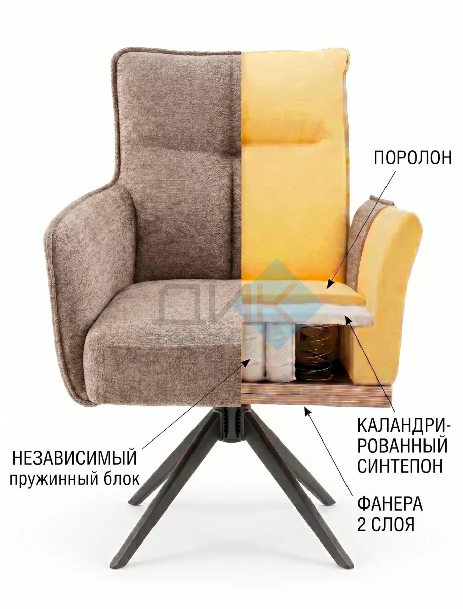 Стул DikLine 6826 т.к Темно-бежевая Raven 34, опоры черные