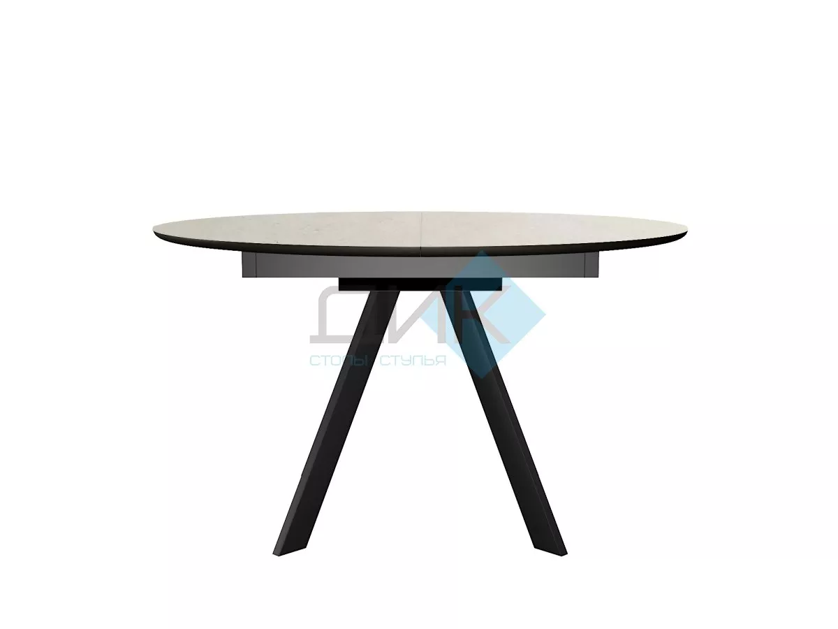 Стол DikLine SKC120 d1200 Керамика Krater Perla (бежевый матовый)/подстолье черное/опоры черные