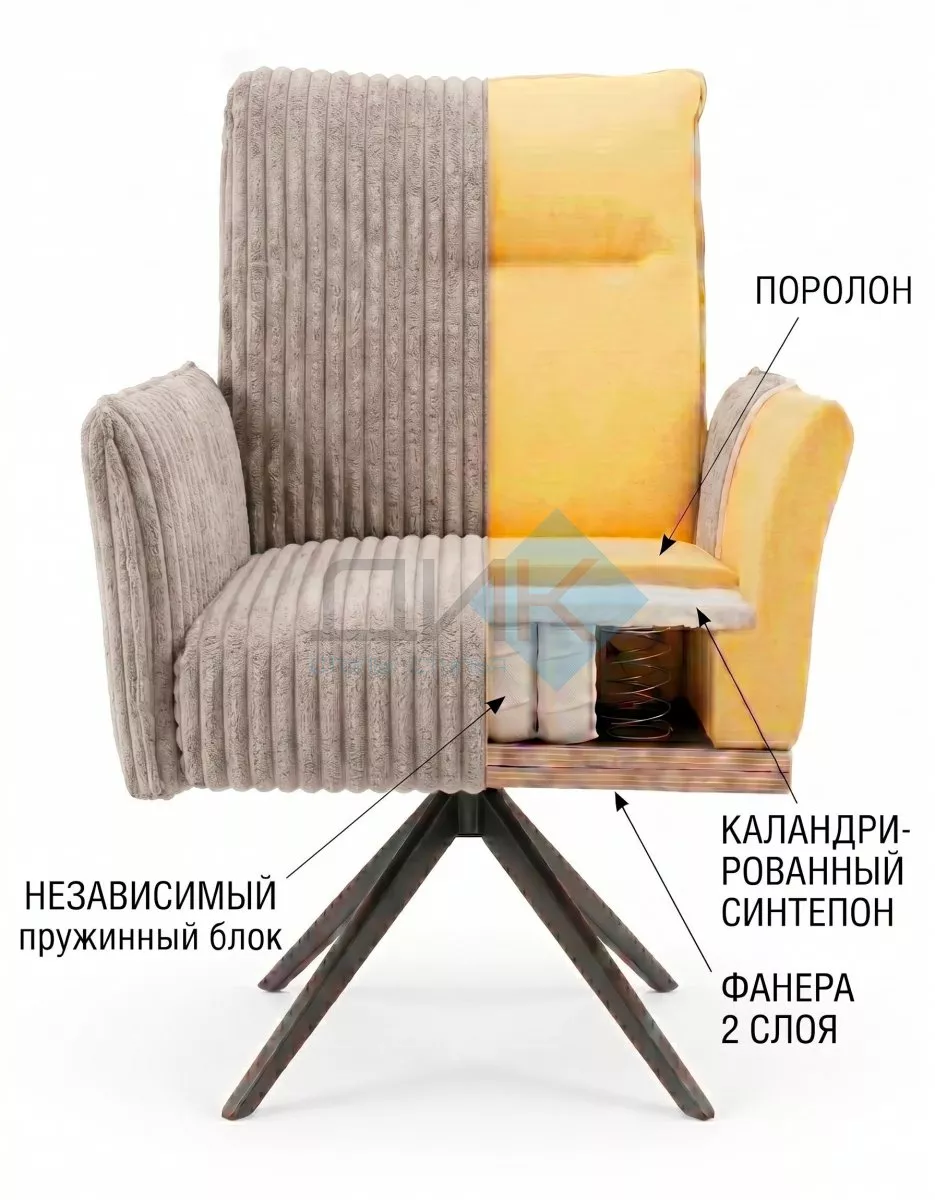 Стул DikLine 6827 т.к Бежевая Velo 30, опоры черные