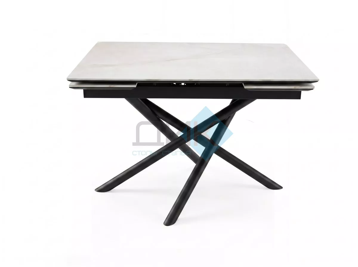 Стол DikLine BKX110 Керамика белый Icelandic white jade (Ostra Bianco Light)/подстолье черное/опоры черные (2уп.)