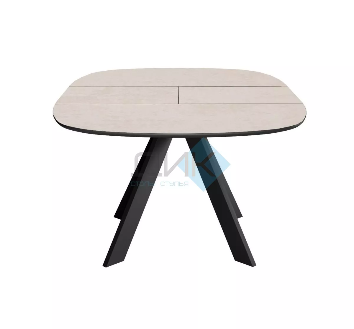Стол DikLine BK100 Керамика Krater Perla (бежевый матовый)/подстолье черное/опоры черные
