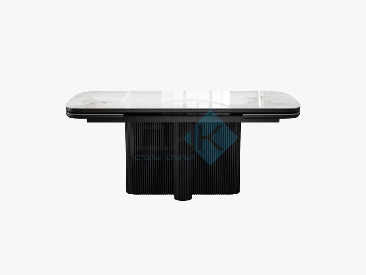 Стол DikLine DKO140 Керамика Platinum ART (белый глянец)/подстолье черное/опоры черные (2 уп.)