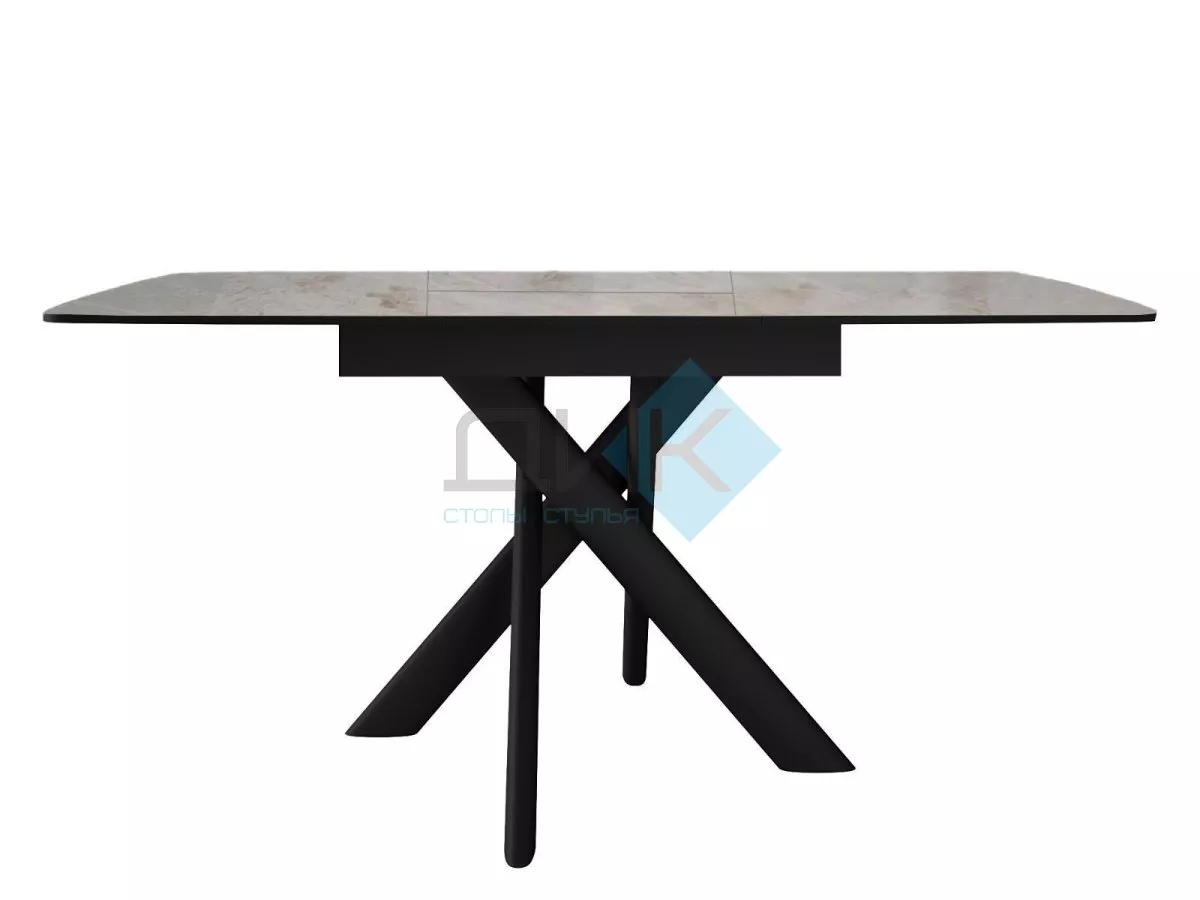 Стол DikLine DKB110, Керамика Italian Grey (глянец серый)/подстолье черное/опоры черные