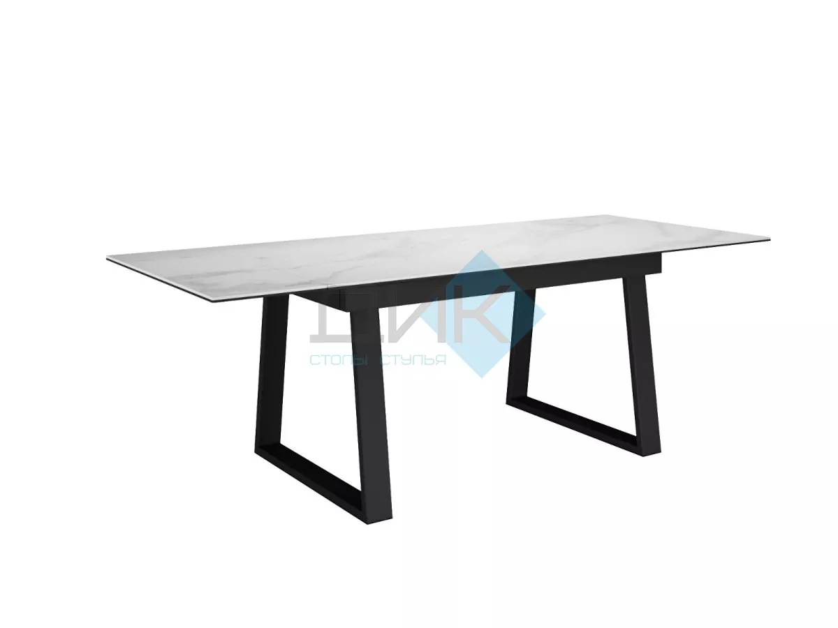 Стол DikLine DKZ160 Керамика Tianshan White (белый полуглянец)/подстолье черное/опоры черные (2 уп.)