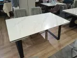 Стол DikLine DKZ160 Керамика Tianshan White (белый полуглянец)/опоры черные Образец в салоне ТЦ Авиапарк