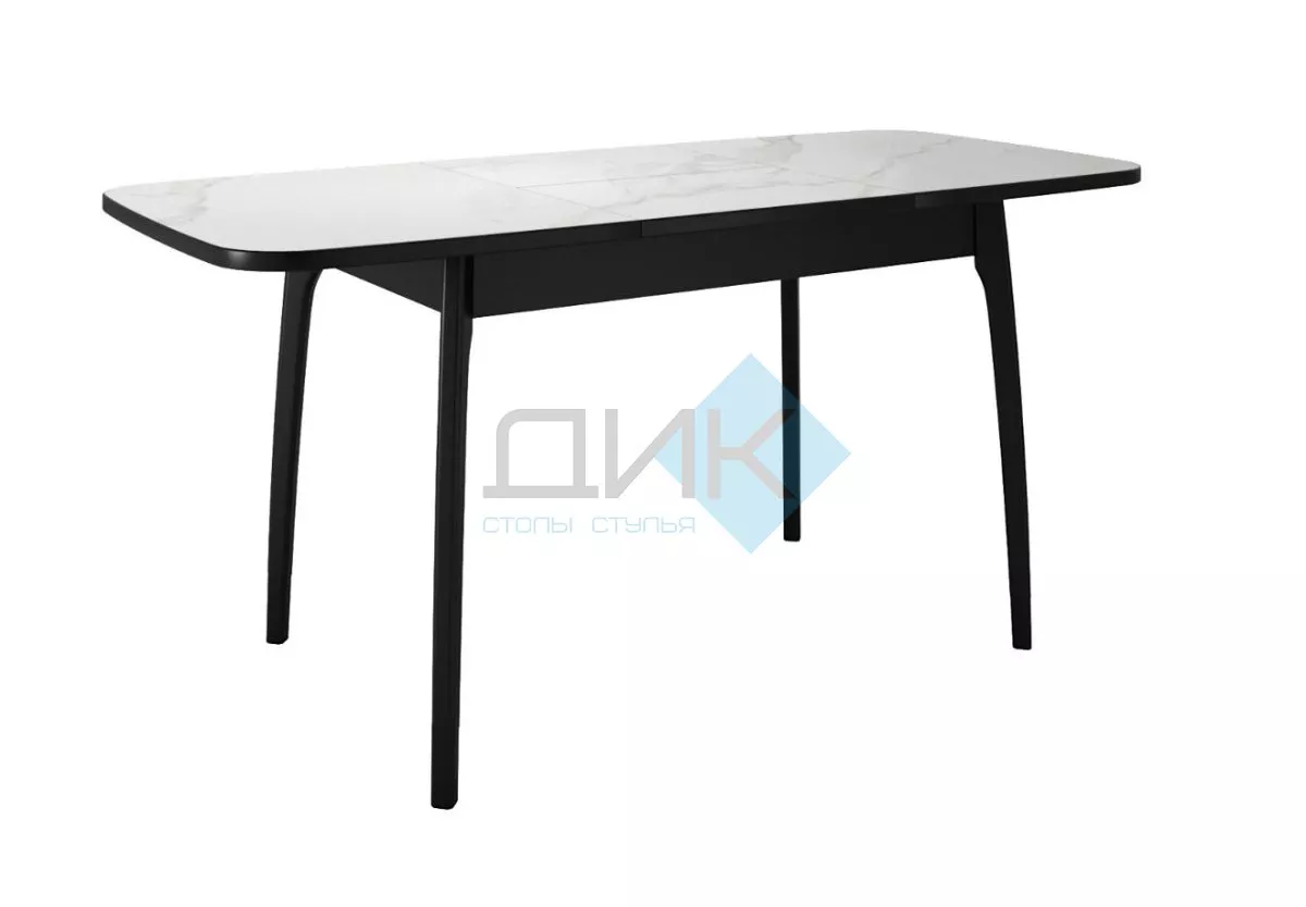 Стол DikLine MK40 Керамика Белый мрамор/подстолье черное/опоры черные