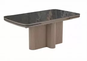 Стол DikLine DKO140 керамика Nebula Gold (мрамор глянец серый), подстолье капучино, опоры капучино (2уп.)