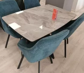 Стол DikLine DKU120 Керамика Italian Grey (глянец серый)/опоры черные  образец в салоне Шатура 