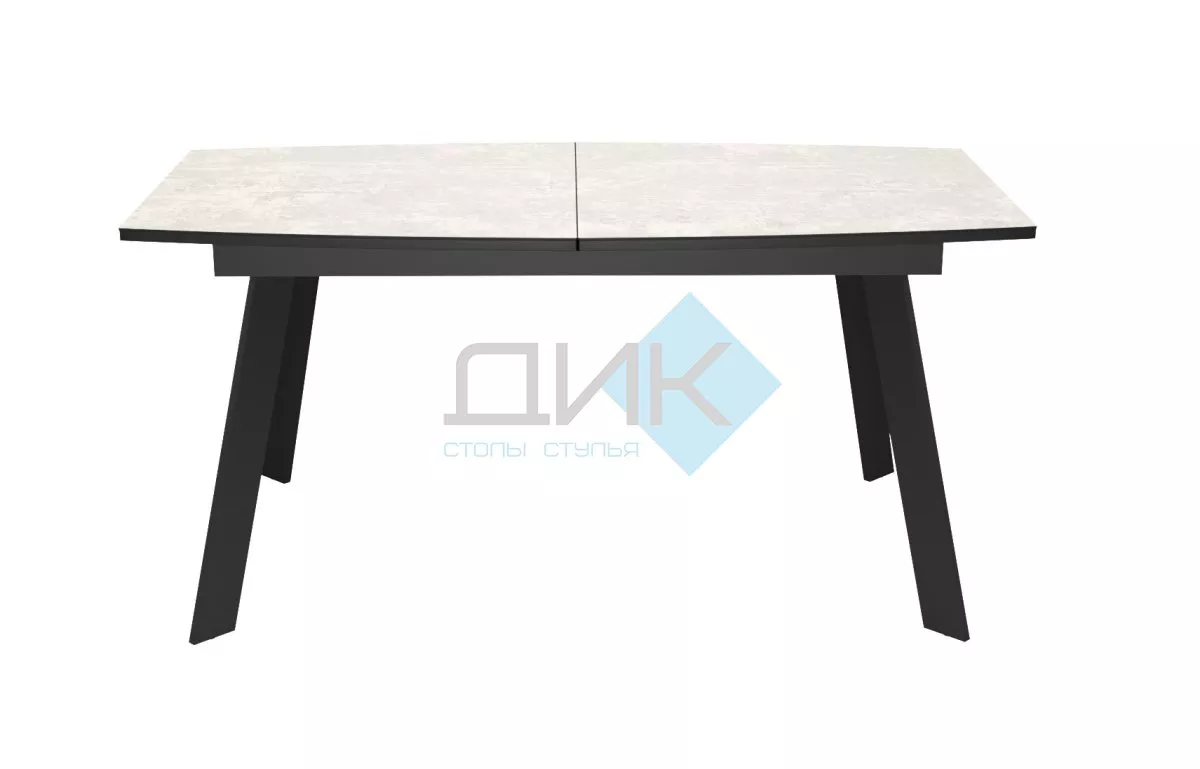 Стол DikLine XL160 хромикс белый/черный / опоры черные