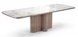 Стол DikLine DKO140 Керамика Platinum ART (белый глянец)/подстолье капучино/опоры капучино (2 уп.)