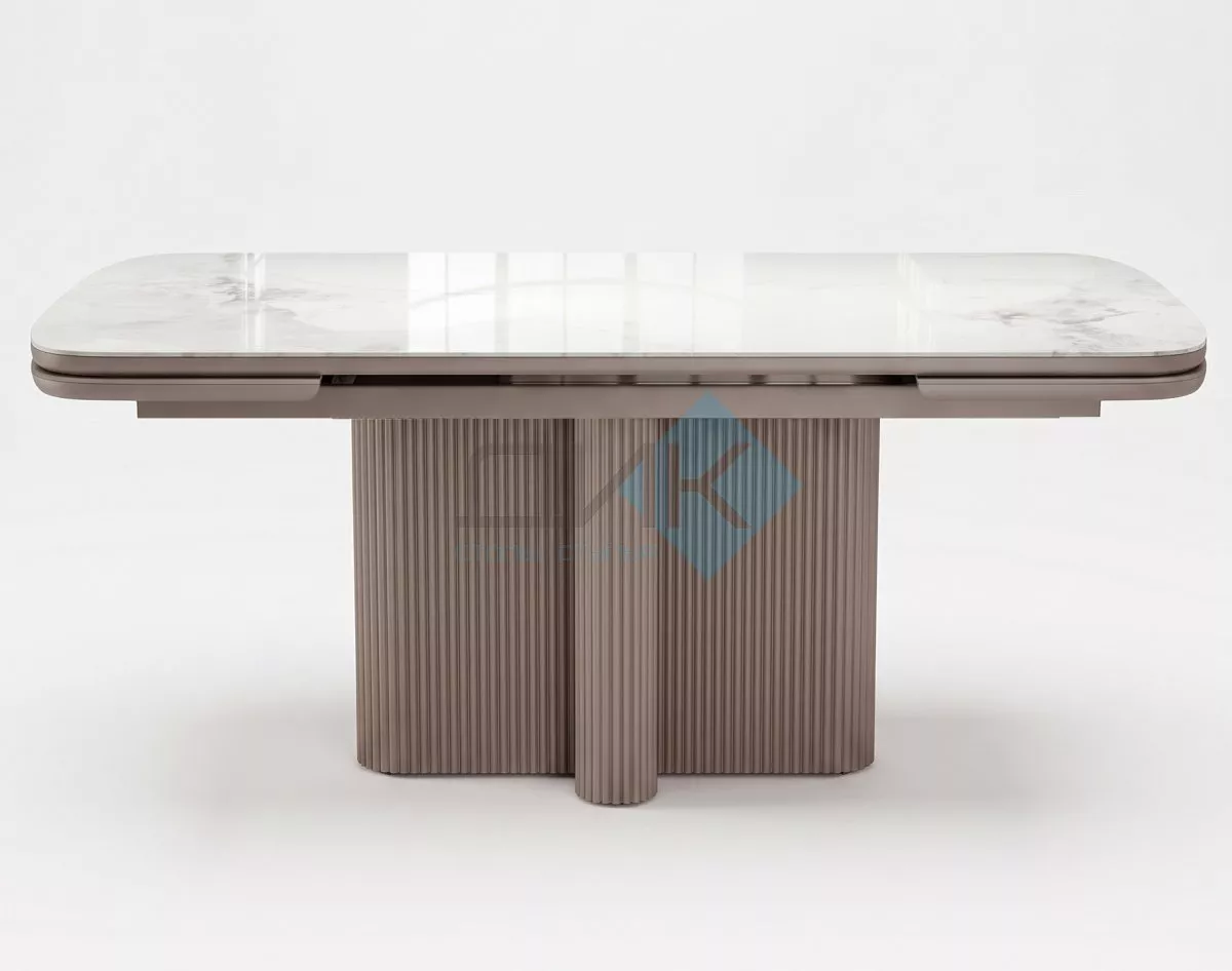 Стол DikLine DKO160 Керамика Platinum ART (белый глянец)/подстолье капучино/опоры капучино (2 уп.)