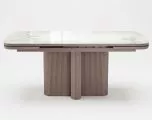 Стол DikLine DKO160 Керамика Platinum ART (белый глянец)/подстолье капучино/опоры капучино (2 уп.)