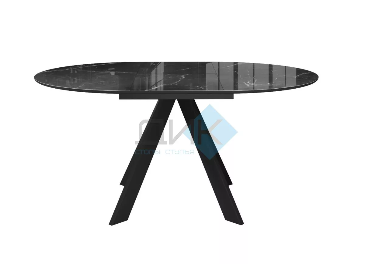 Стол DikLine SFC110 d1100 стекло Оптивайт Черный мрамор/подстолье черное/опоры черные