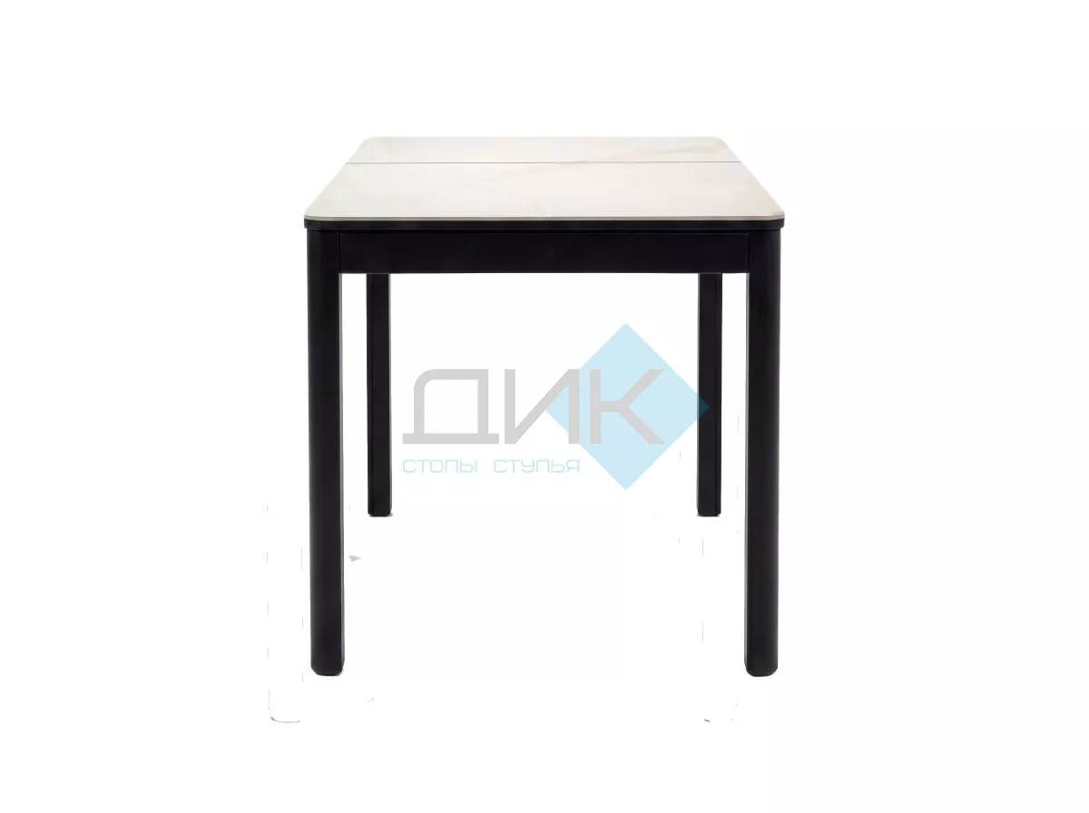 Стол DikLine DKQ120 Керамика белый Icelandic white jade (Ostra Bianco Light)/подстолье черное/опоры черные