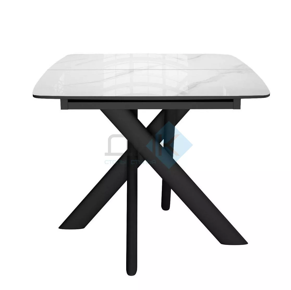 Стол DikLine DKB110, Керамика Carrara Gloss (мрамор глянец белый)/подстолье черное/опоры черные