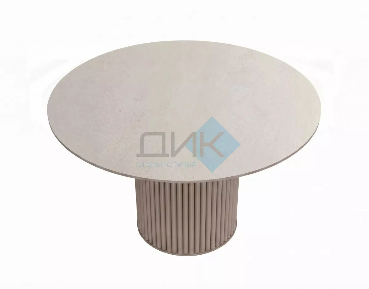 Стол DikLine AKR120 Керамика Krater Perla (бежевый матовый)/подстолье капучино/опоры капучино (2 уп.)