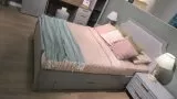 Кровать Монреаль серая 140х200, с прикроватными ящиками и матрасом Селеста Образец в салоне МЦ Nobby