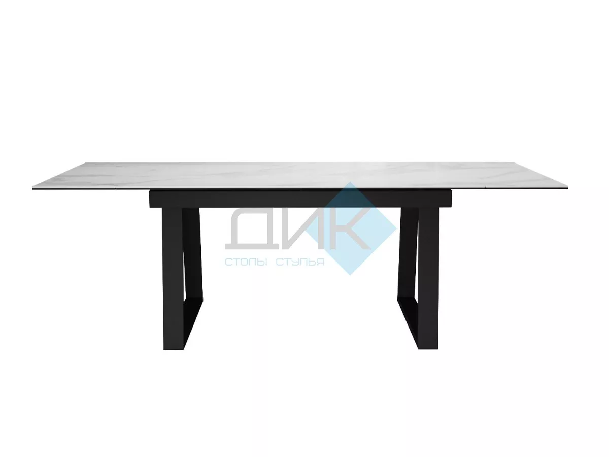 Стол DikLine DKZ160 Керамика Tianshan White (белый полуглянец)/подстолье черное/опоры черные (2 уп.)