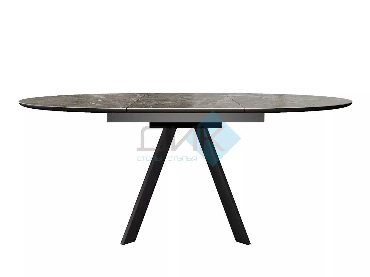 Стол DikLine SKC120 d1200 Керамика Tundra Gris (темно-серый суперглянец)/подстолье черное/опоры черные