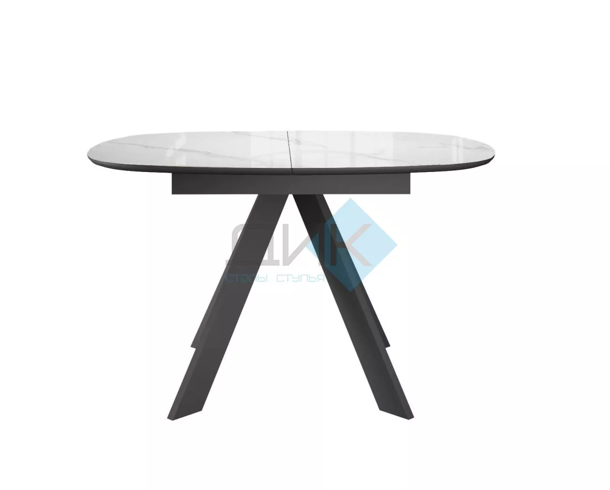 Стол DikLine BK100 Керамика Carrara Gloss (мрамор глянец белый)/подстолье черное/опоры черные