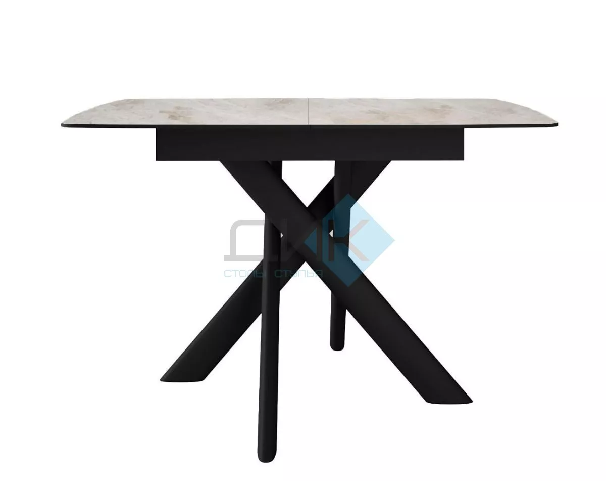 Стол DikLine DKB110, Керамика Italian Grey (глянец серый)/подстолье черное/опоры черные