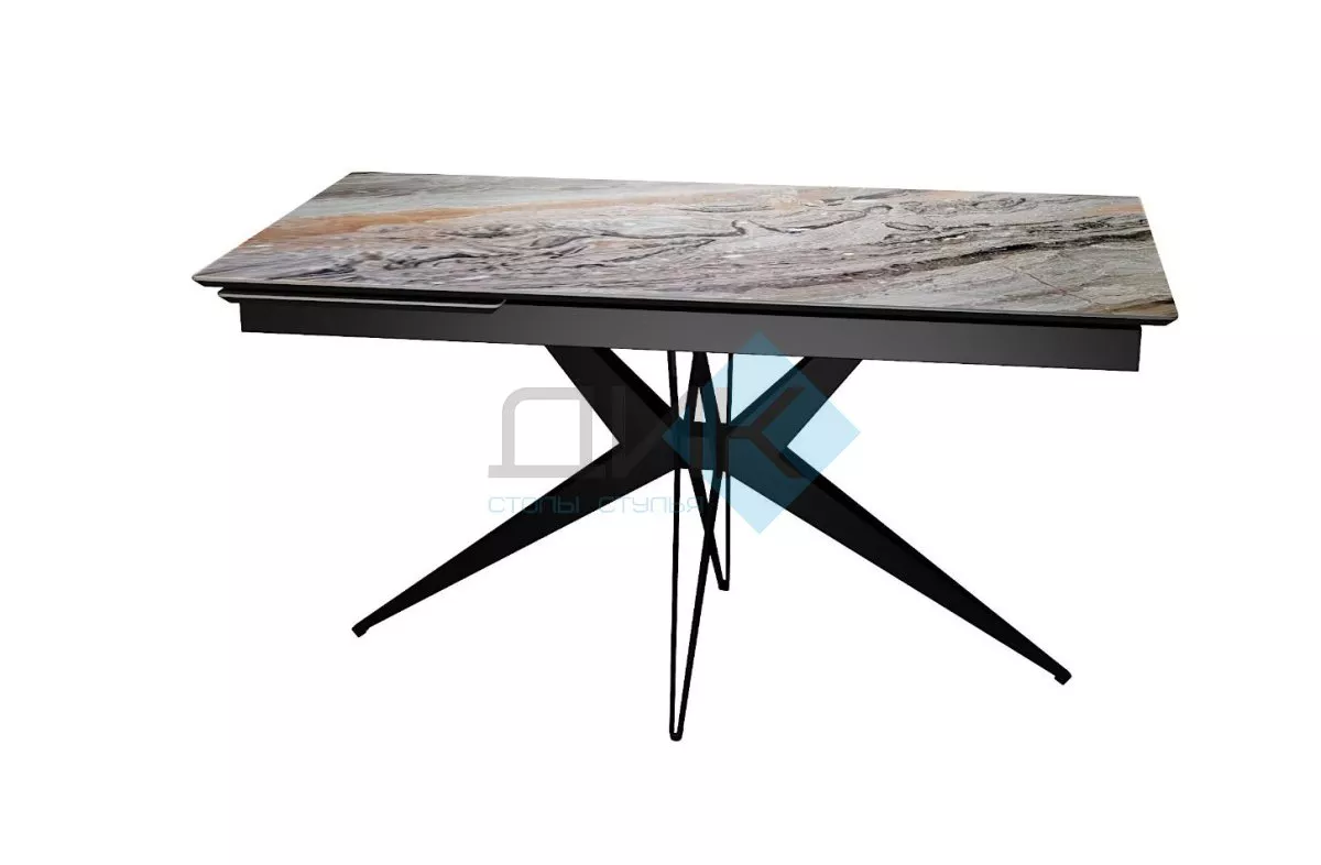 Стол DikLine DKS140 керамика Venetian Brown Light глянец, подстолье черное, опоры черные (2уп.)