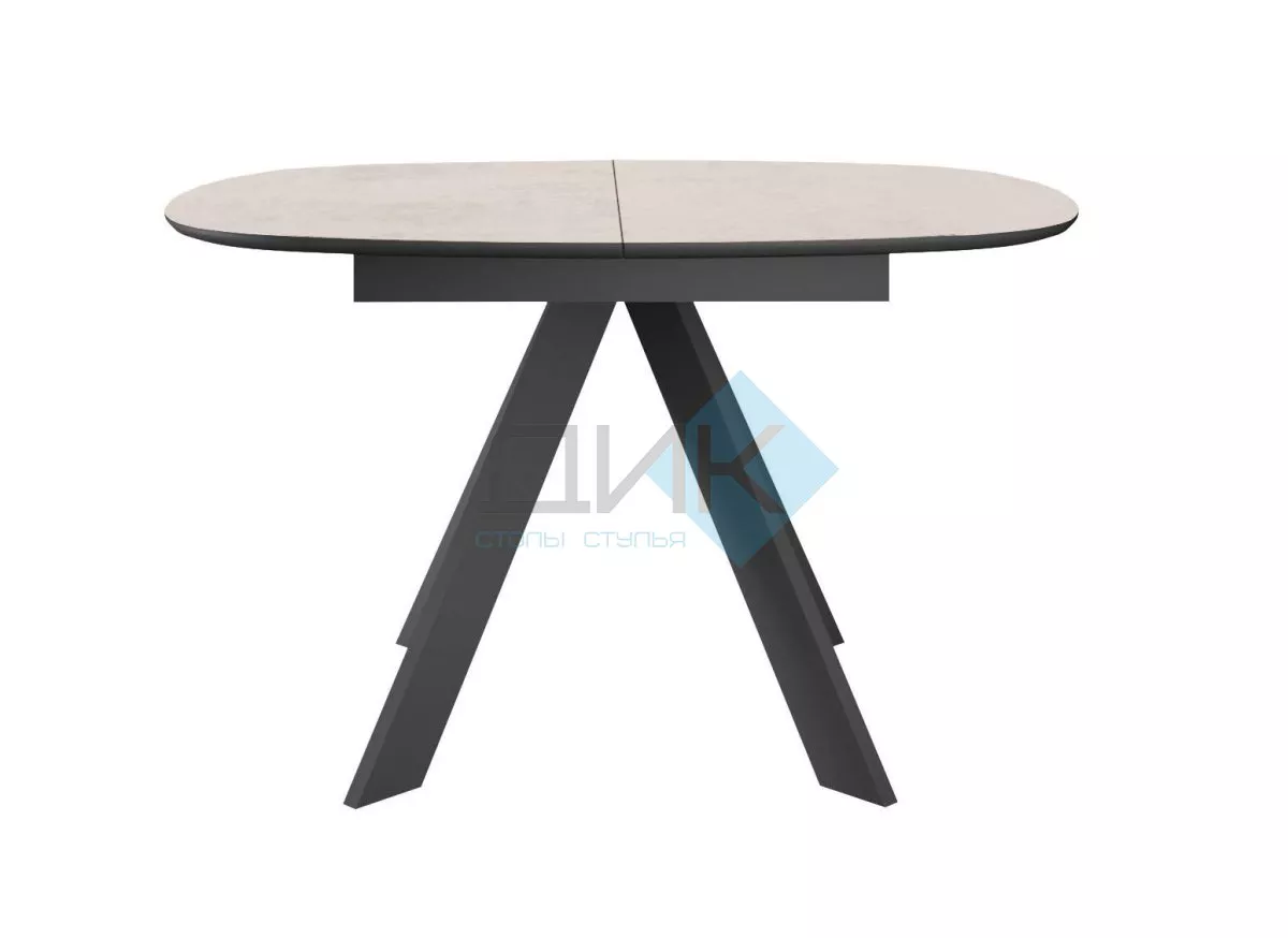 Стол DikLine BK100 Керамика Krater Perla (бежевый матовый)/подстолье черное/опоры черные