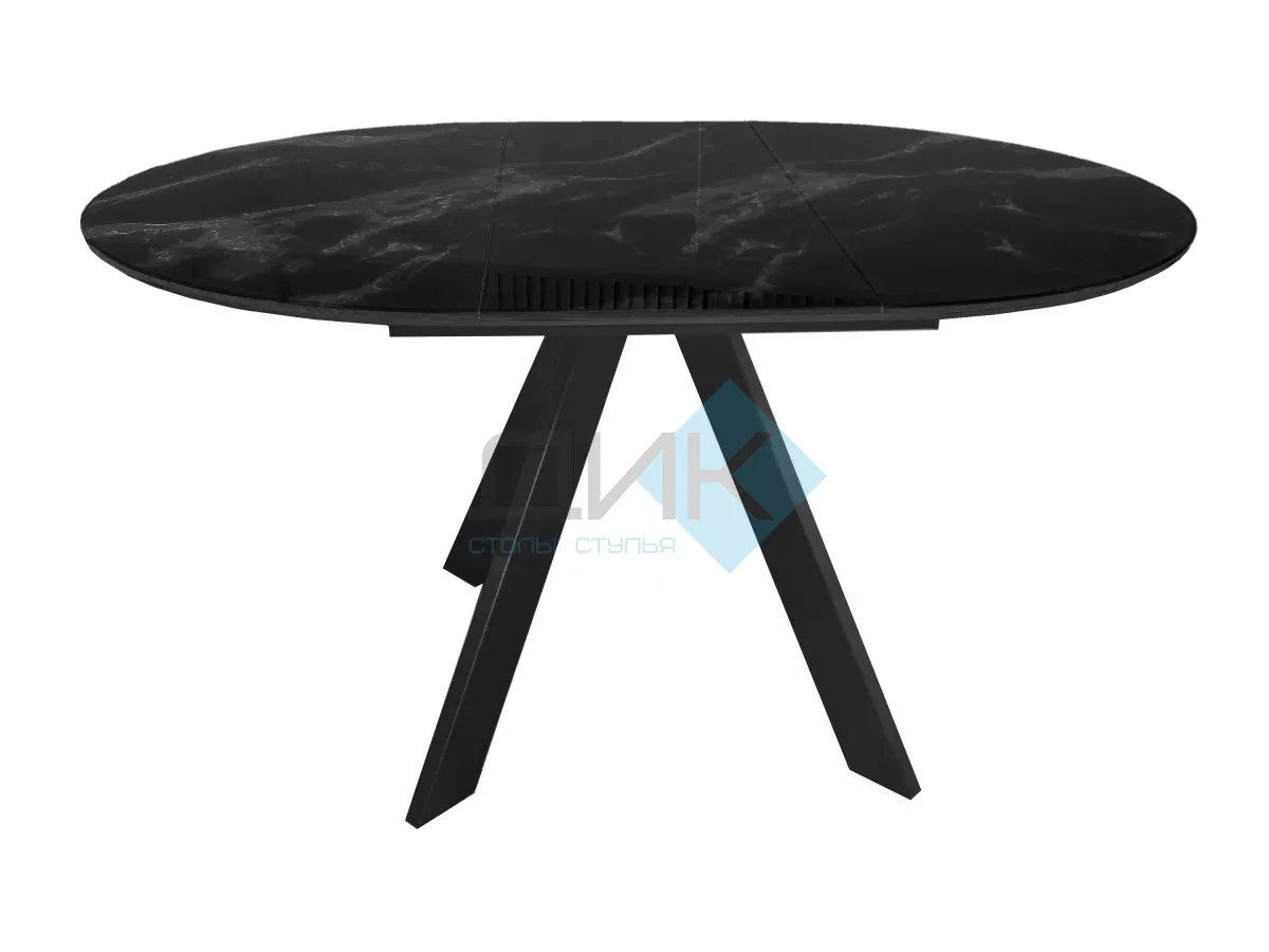 Стол DikLine SFC110 d1100 стекло Оптивайт Черный мрамор/подстолье черное/опоры черные