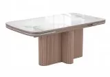Стол DikLine DKO140 Керамика Platinum ART (белый глянец)/подстолье капучино/опоры капучино (2 уп.)