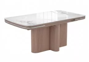 Стол DikLine DKO140 Керамика Platinum ART (белый глянец)/подстолье капучино/опоры капучино (2 уп.)